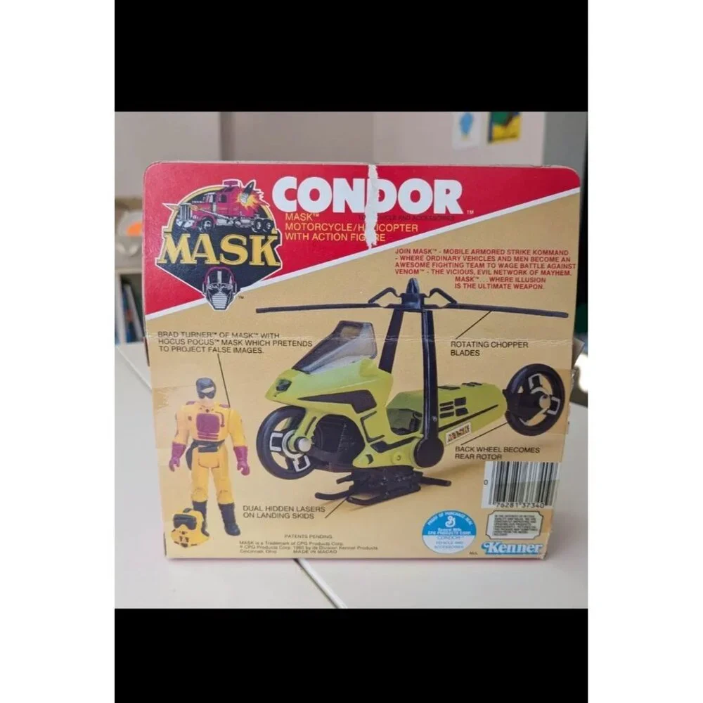 Vtg Kenner 1980s M.A.S.K. Condor green helicopter‎ motorcycle.  No figure READ